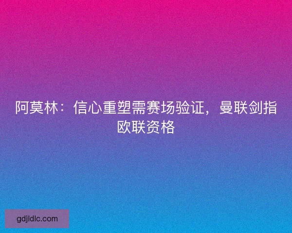 阿莫林：信心重塑需赛场验证，曼联剑指欧联资格