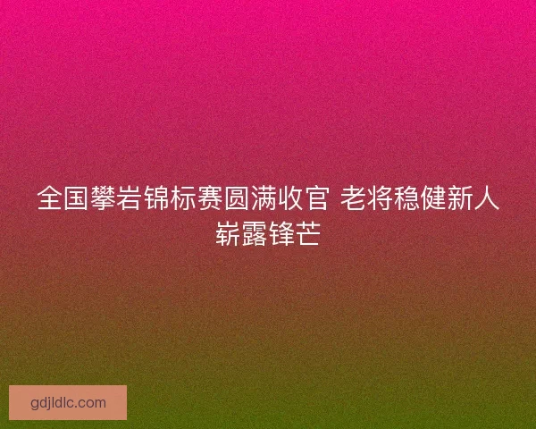 全国攀岩锦标赛圆满收官 老将稳健新人崭露锋芒